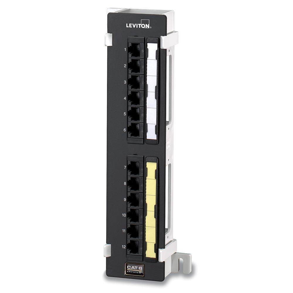 Leviton® eXtreme® 69586-U89 110-Style Universal Patch Panel, 12 Ports, CAT 6, 26 to 22 AWG Terminal, Plastic/Steel