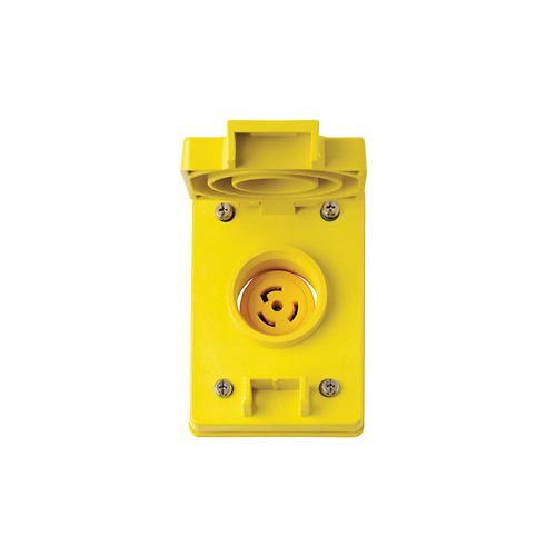 Leviton® 69W47 Grounding Single Locking Receptacle, 125 V AC, 30 A, 2 Poles, 3 Wires, Yellow