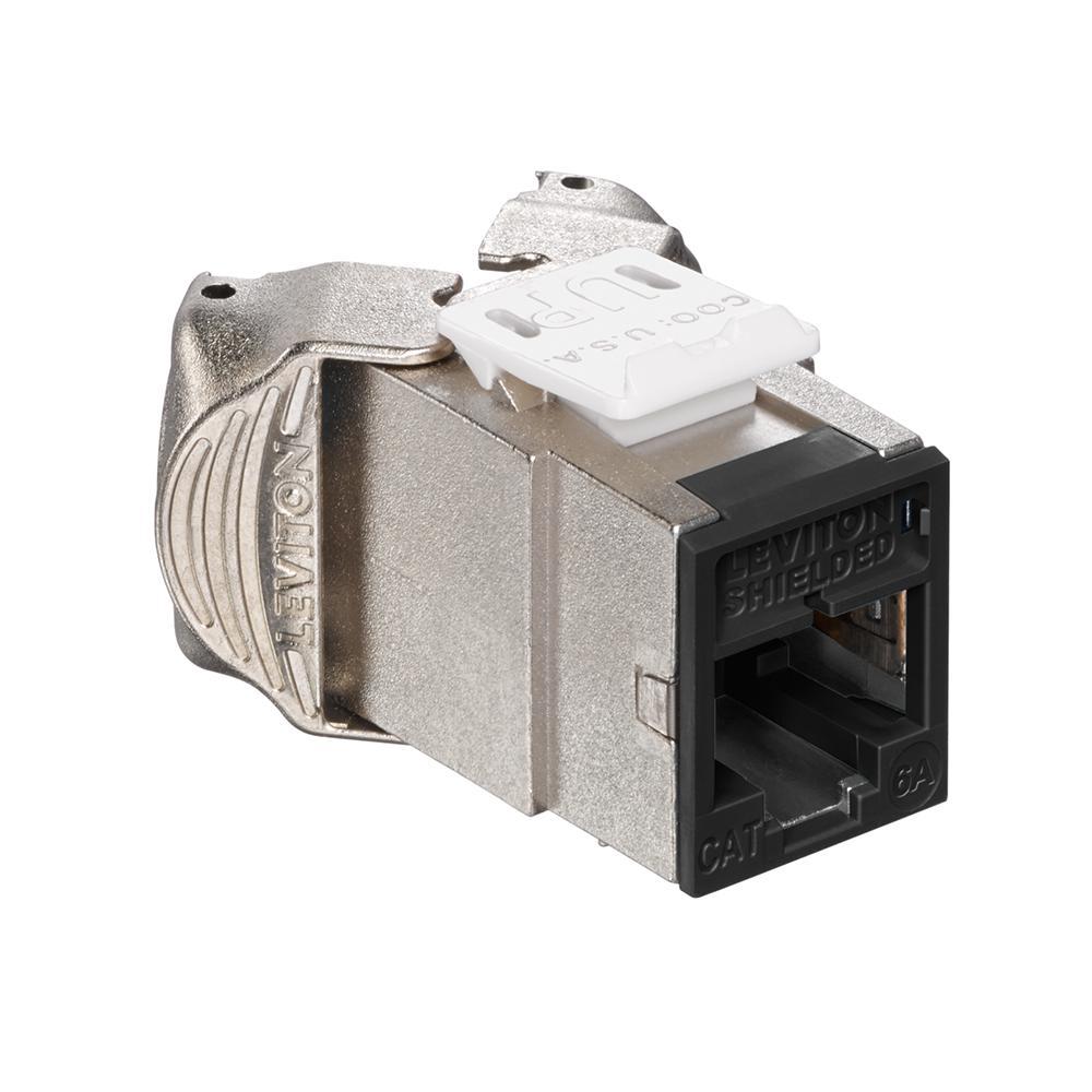 Leviton® Atlas-X1™ QuickPort® 6ASJK-RE6 Component Rated Shielded Standard Jack, Cat 6a Module, Panel Mount, 1 Port, Die Cast Zinc, Black