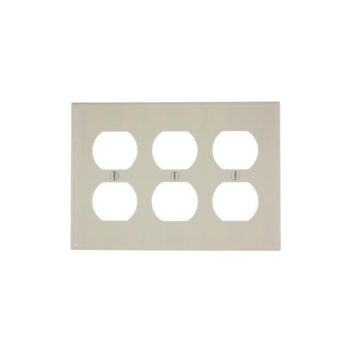 Leviton® 78030 Standard Size Traditional Wall Plate, 3 Gangs, 6.37 in W x 4.5 in H, Thermoset, Light Almond
