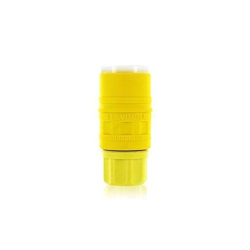Leviton® Wetguard® 79W47-C 1-Phase Cable Mount Grounding Watertight Straight Blade Connector, 125 V AC, 15 A, 2 Poles, 3 Wires, Yellow