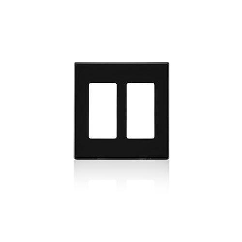 Leviton® Decora® 80309-SE Screwless Standard Size Wall Plate, 2 Gangs, 4.56 in W x 4.61 in H, Polycarbonate, Black