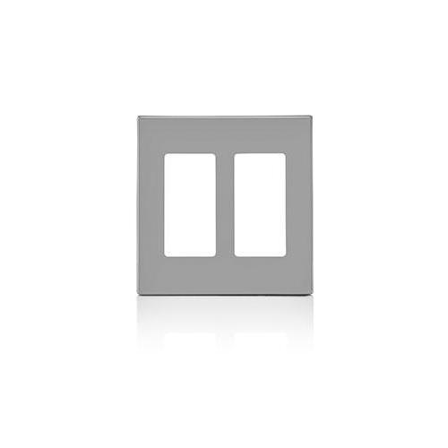 Leviton® Decora Plus™ 80309-SGY Screwless Standard Size Wall Plate, 2 Gangs, 4.56 in W x 4.61 in H, Polycarbonate, Gray