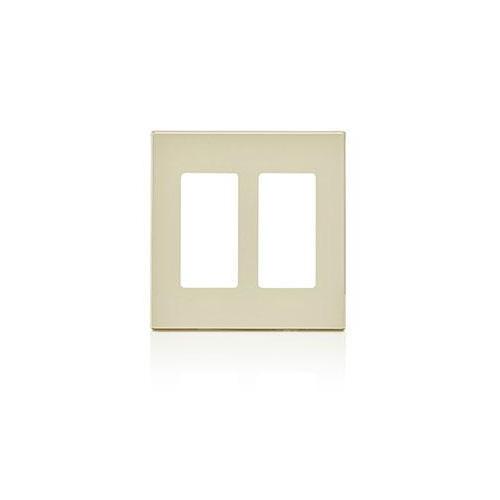 Leviton® Decora Plus™ 80309-ST Screwless Standard Size Wall Plate, 2 Gangs, 4.56 in W x 4.61 in H, Polycarbonate, Light Almond
