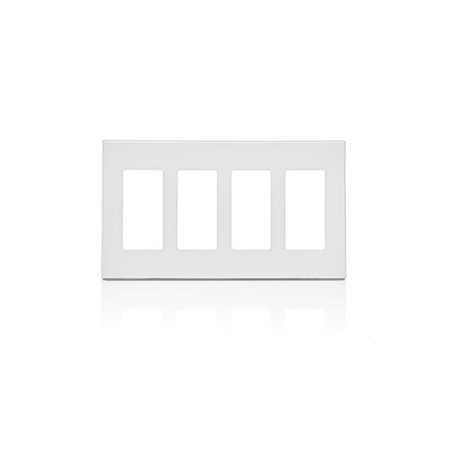 Leviton® Decora Plus™ 80312-SW Screwless Standard Size Wall Plate, 4 Gangs, 8.18 in W x 4.61 in H, Polycarbonate, White