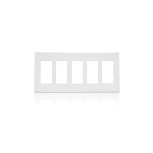 Leviton® Decora Plus™ 80321-SW Screwless Standard Size Wall Plate, 5 Gangs, 9.99 in W x 4.61 in H, Polycarbonate, White