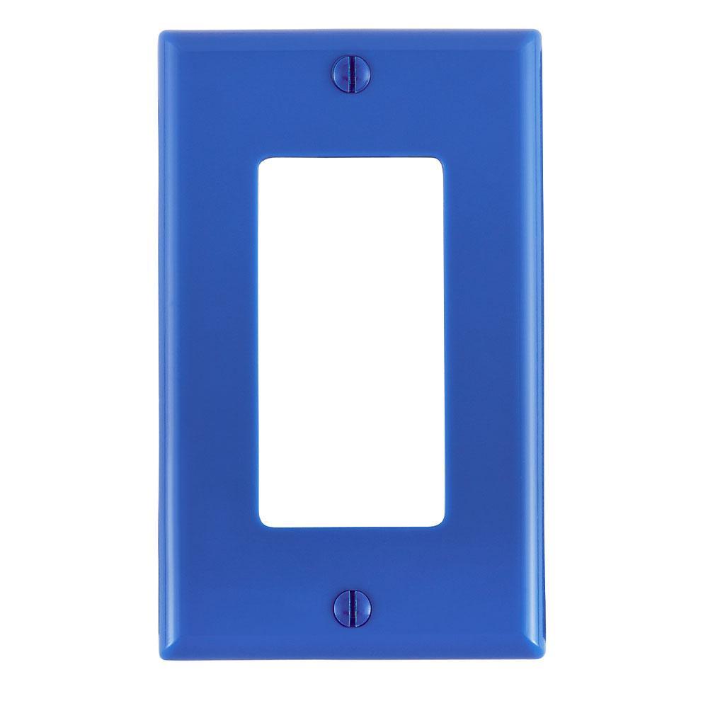 Leviton® Decora® 80401-NB Screwless Standard Size Wall Plate, 1 Gangs, 2-3/4 in W x 4-1/2 in H, Thermoplastic, Blue
