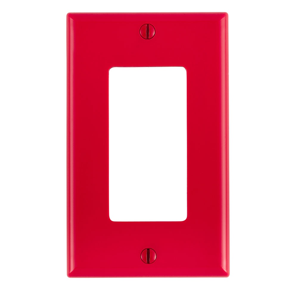 Leviton® Decora® 80401-NR Screwless Standard Size Wall Plate, 1 Gangs, 2-3/4 in W x 4-1/2 in H, Thermoplastic, Red