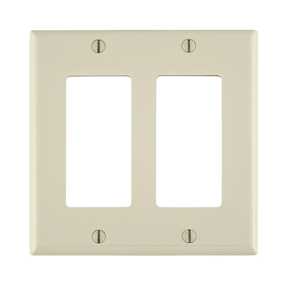 Leviton® Decora® 80409-NT Standard Size Wall Plate, 2 Gangs, 4.56 in W x 4.5 in H, Thermoplastic, Light Almond