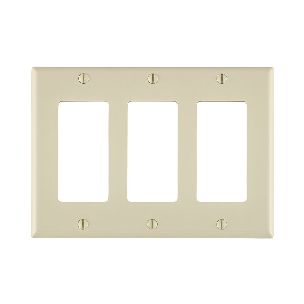Leviton® Decora® 80411-NT Standard Size Wall Plate, 3 Gangs, 6.37 in W x 4.5 in H, Thermoplastic, Light Almond