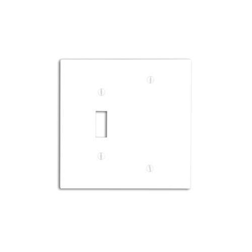 Leviton® 80506-W Blank Midway Size Combination Wall Plate, 2 Gangs, 4.94 in W x 4.875 in H, Thermoset, White