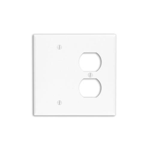 Leviton® 80508-W Blank Midway Size Combination Wall Plate, 2 Gangs, 4.94 in W x 4.875 in H, Thermoset, White