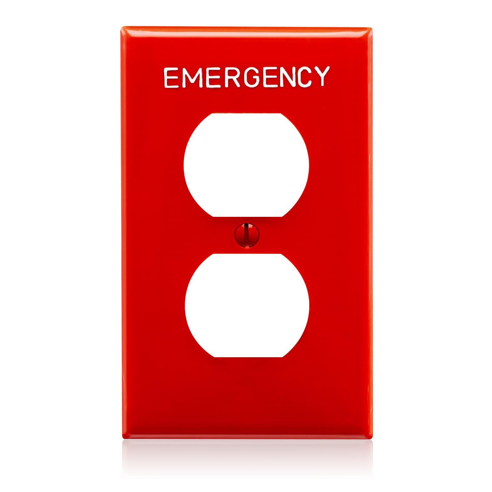 Leviton® 80703-REW Duplex Standard Emergency Receptacle Wall Plate, 1 Gangs, 2.275 in W x 4.5 in H, Nylon, Red