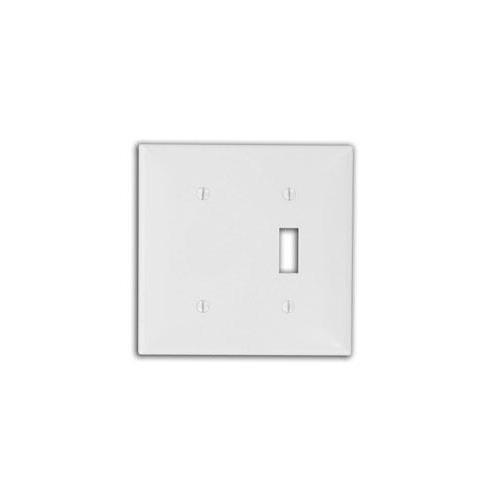 Leviton® 80706-W Blank Standard Size Combination Wall Plate, 2 Gangs, 4.56 in W x 4.5 in H, Thermoplastic, White