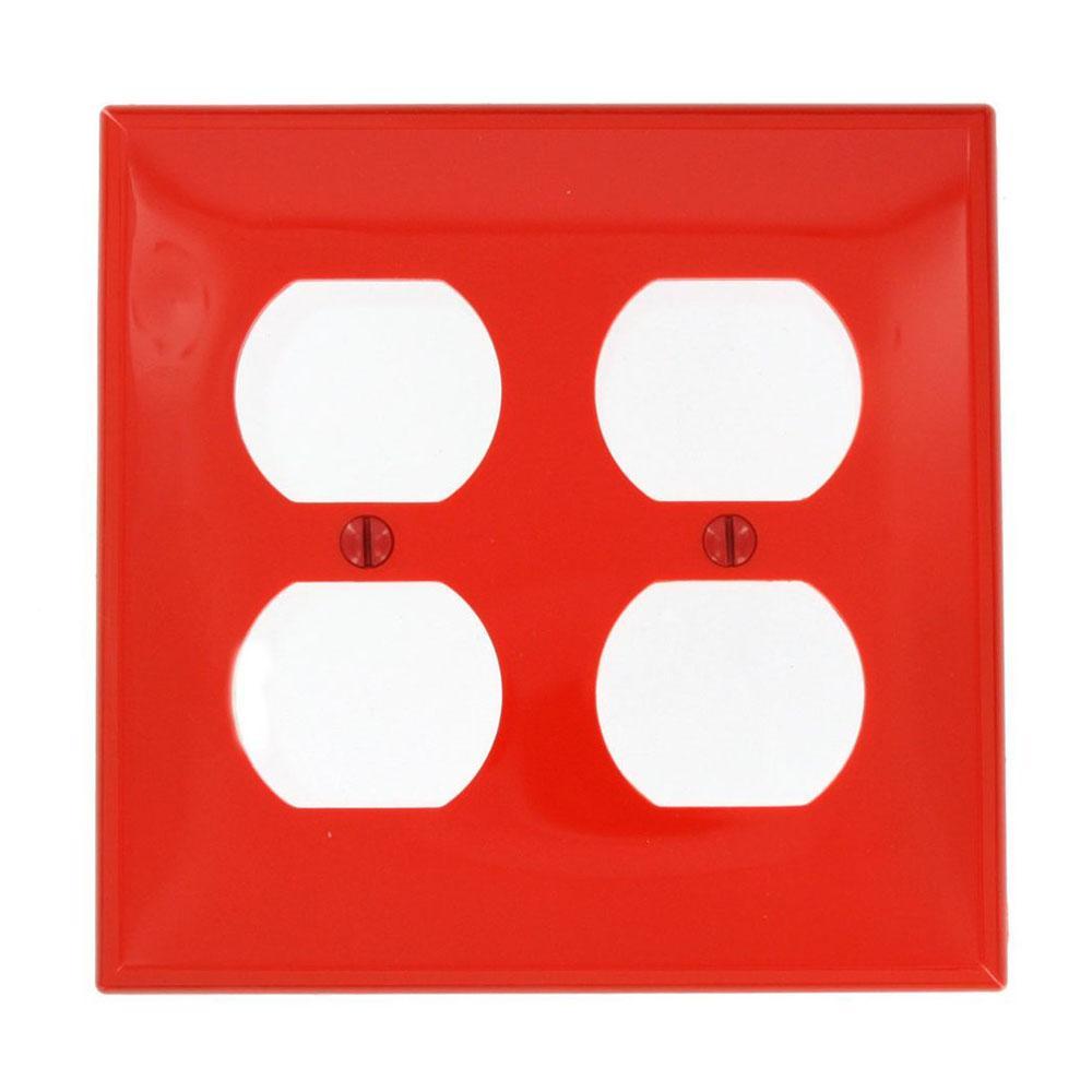Leviton® 80716-R Standard Size Traditional Wall Plate, 2 Gangs, 4.562 in W x 4.5 in H, Thermoplastic, Red