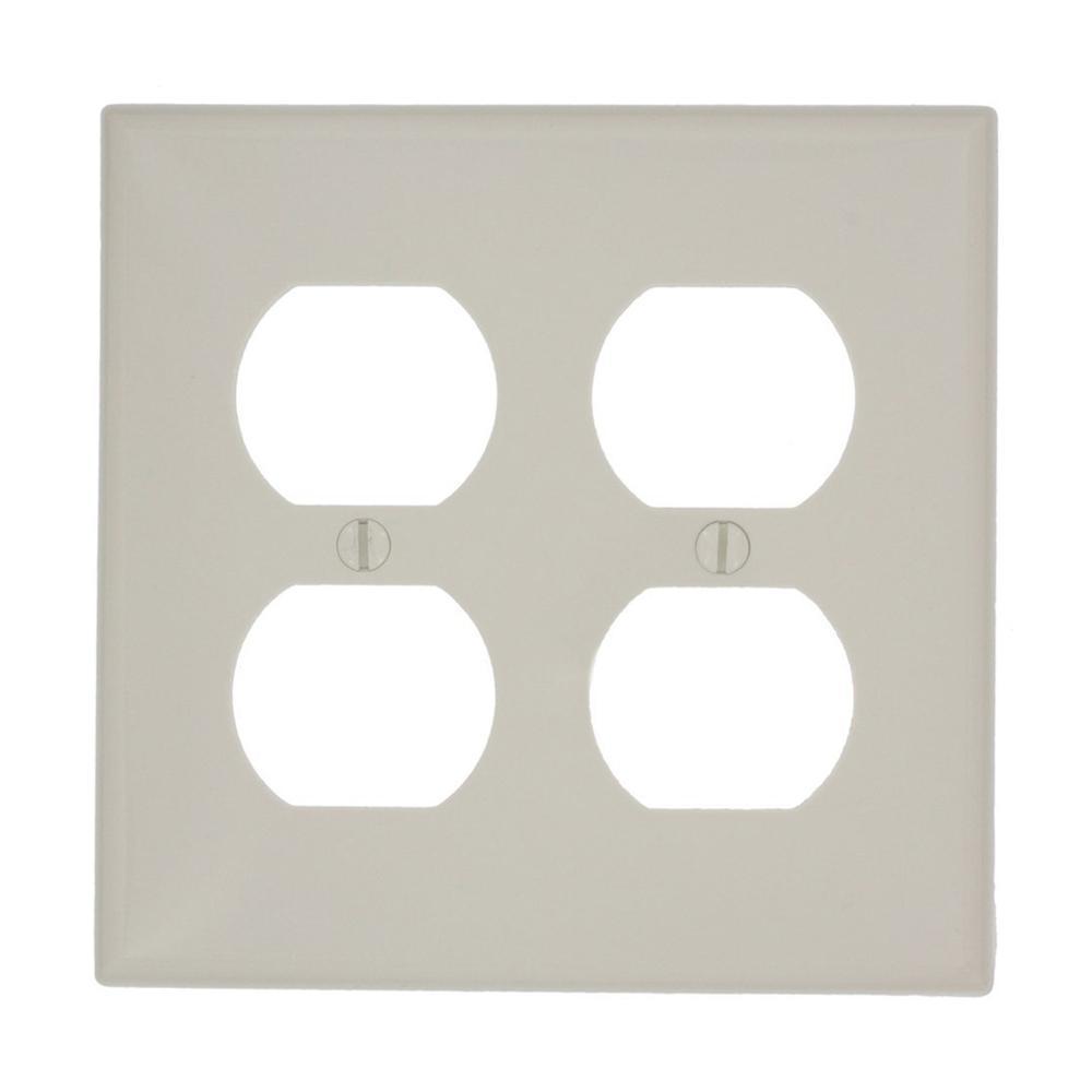 Leviton® 80716-T Standard Size Traditional Wall Plate, 2 Gangs, 4.562 in W x 4.5 in H, Thermoplastic, Light Almond