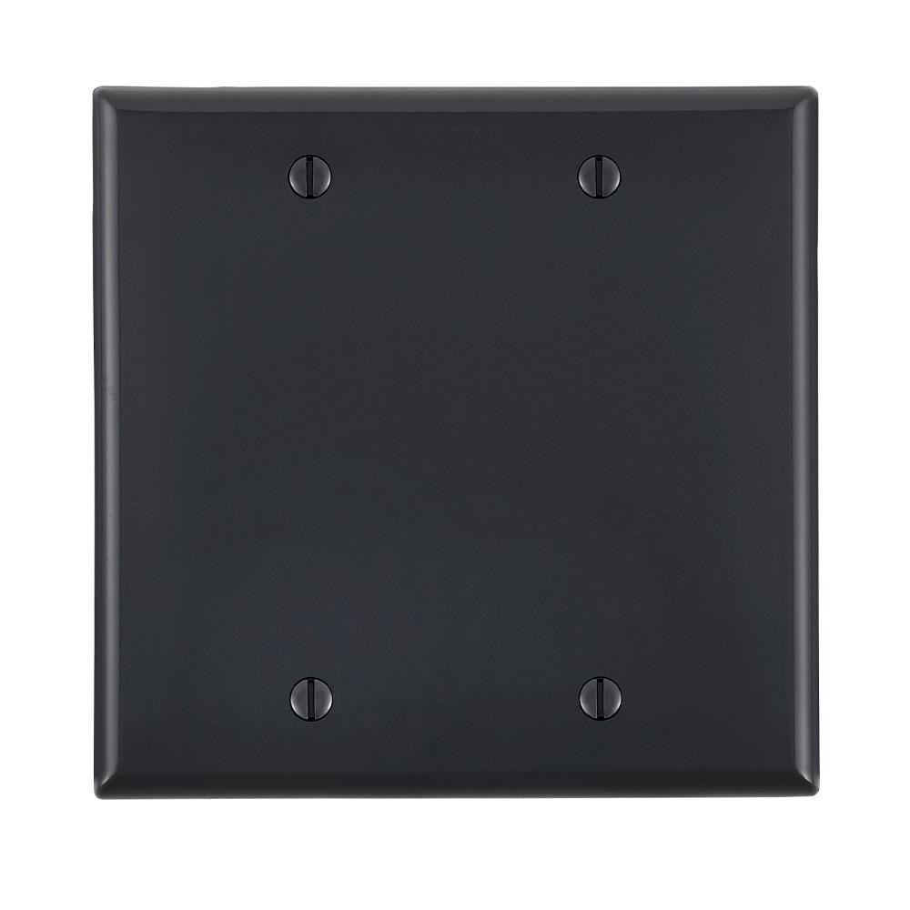Leviton® 80725-E Standard Size Blank Wall Plate, 2 Gangs, 4.56 in W x 4.5 in H, Thermoplastic Nylon, Black