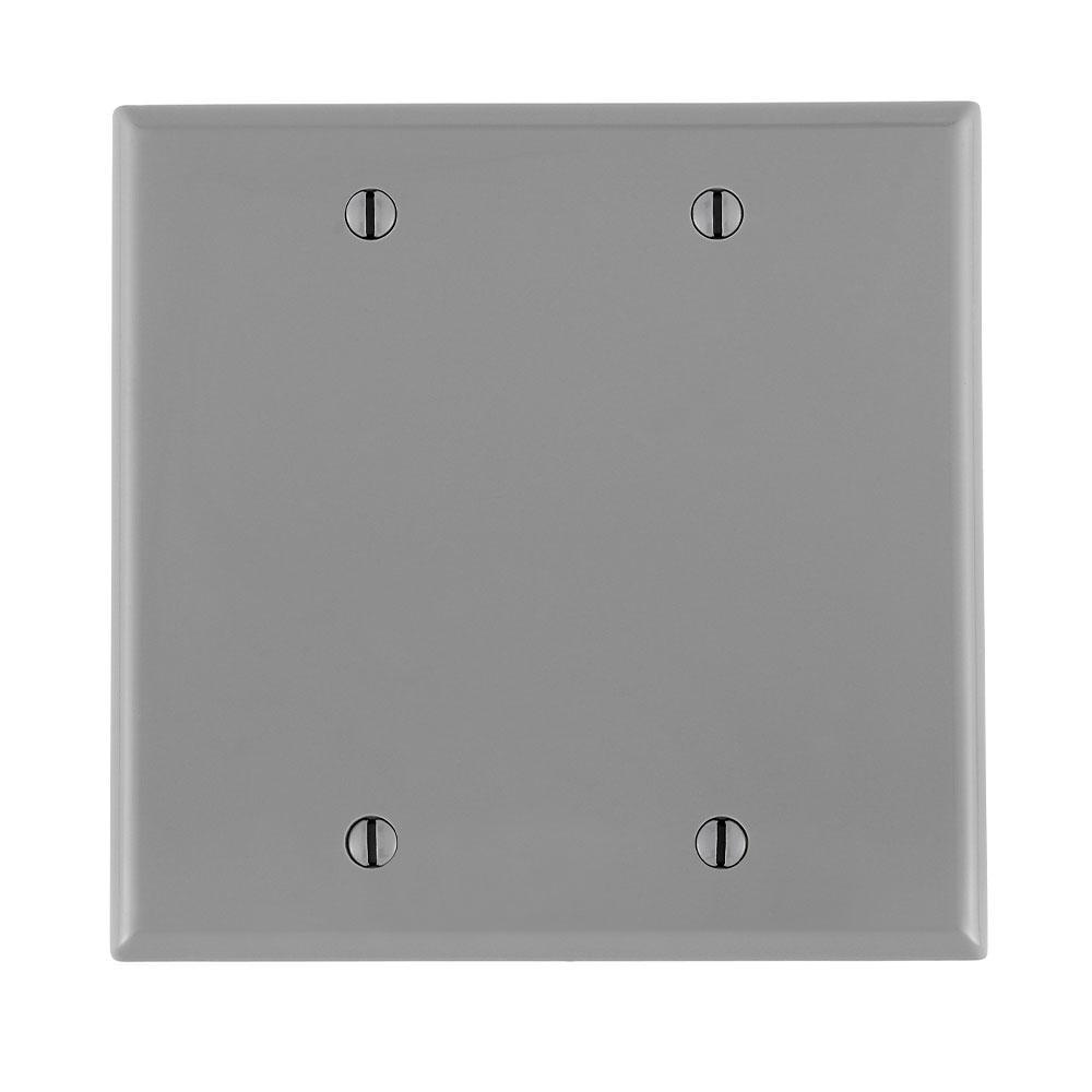 Leviton® 80725-GY Standard Size Blank Wall Plate, 2 Gangs, 4.56 in W x 4.5 in H, Thermoplastic Nylon, Gray