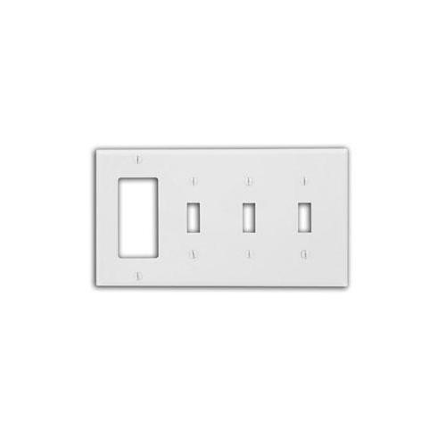 Leviton® Decora® 80732-W Standard Size Combination Wall Plate, 4 Gangs, 8.19 in W x 4.5 in H, Thermoplastic, White