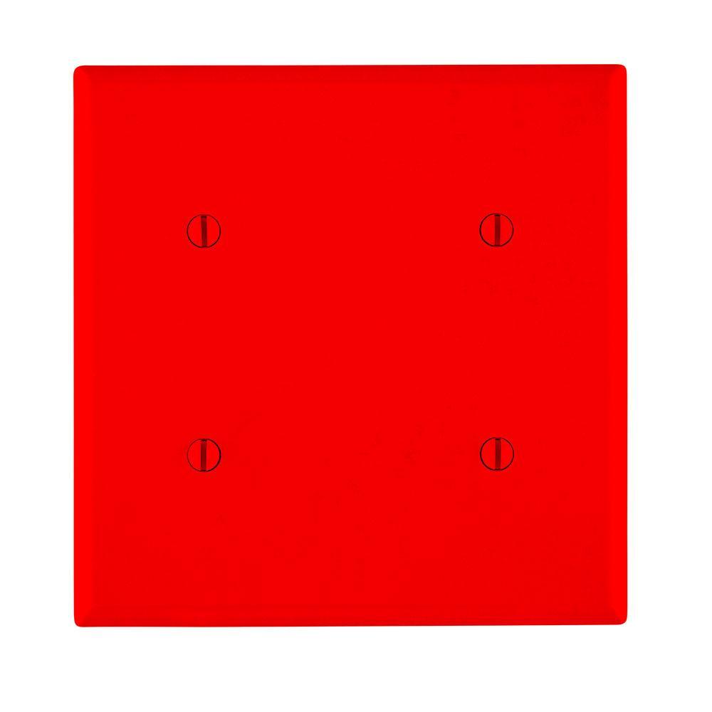 Leviton® 80734-R Standard Size Blank Wall Plate, 2 Gangs, 4.56 in W x 4.5 in H, Thermoplastic Nylon, Red