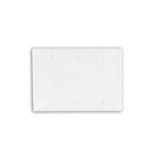 Leviton® 80735-W Standard Size Blank Wall Plate, 3 Gangs, 6.38 in W x 4.5 in H, Thermoplastic Nylon, White