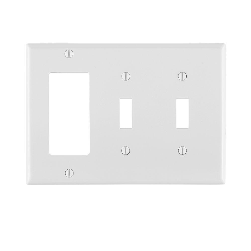 Leviton® Decora® 80745-W Standard Size Combination Wall Plate, 3 Gangs, 6.38 in W x 4.5 in H, Thermoplastic, White