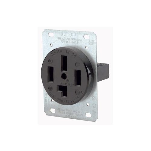 Leviton® 8330 Extra Heavy Duty Non-Grounding Straight Blade Power Receptacle, 120/208 V AC, 30 A, 4 Poles, 4 Wires, Black