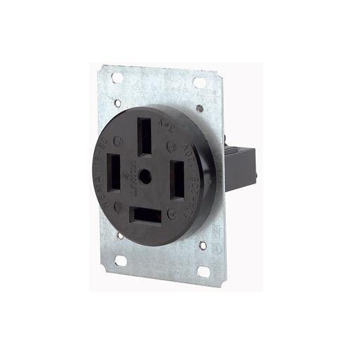 Leviton® 8360 3-Phase Extra Heavy Duty Non-Grounding Straight Blade Receptacle, 120/208 V AC, 60 A, 4 Poles, 4 Wires, Black
