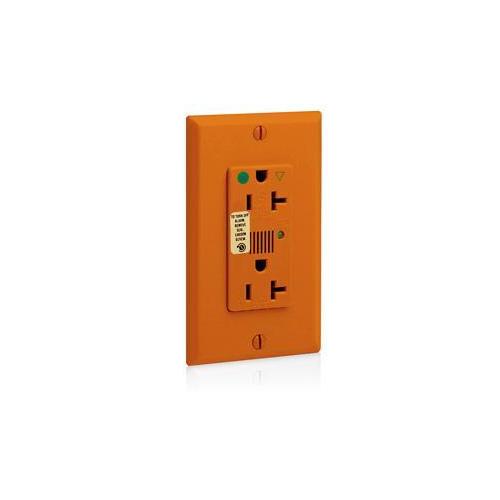 Leviton® 8380-IGO 2-Pole 3-Wire Type 3-Duplex Isolated Self-Grounding Surge Protective Receptacle, 125 V AC, 20 A, 5 kA Short Circuit