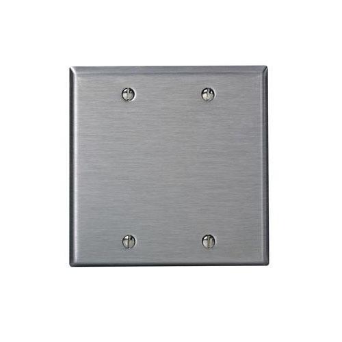 Leviton® 84025-40 Standard Size Blank Wall Plate, 2 Gangs, 4.56 in W x 4.5 in H, 302 Stainless Steel