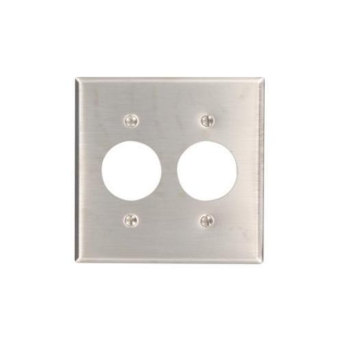 Leviton® 84052-40 Standard Size Traditional Wall Plate, 2 Gangs, 4.56 in W x 4.5 in H, 302 Stainless Steel