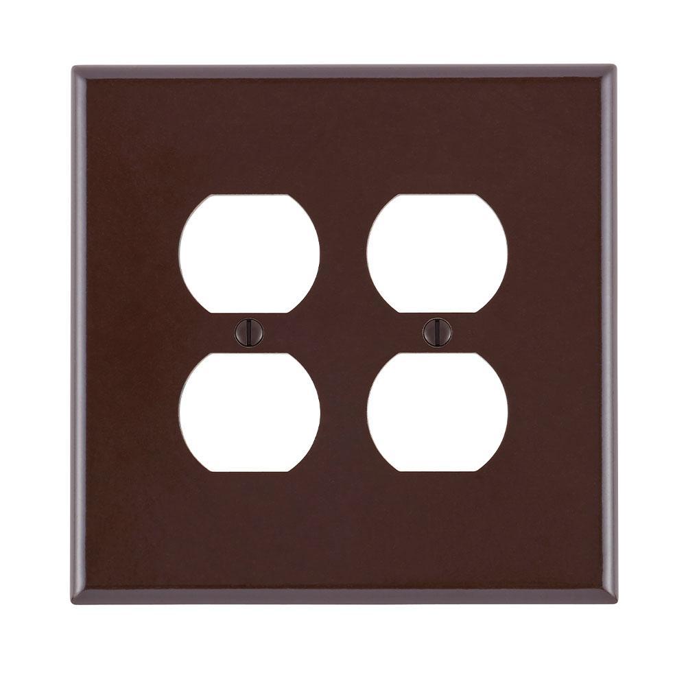 Leviton® 85116 Oversized Wall Plate, 2 Gangs, 5.31 in W x 5.25 in H, Thermoset, Brown