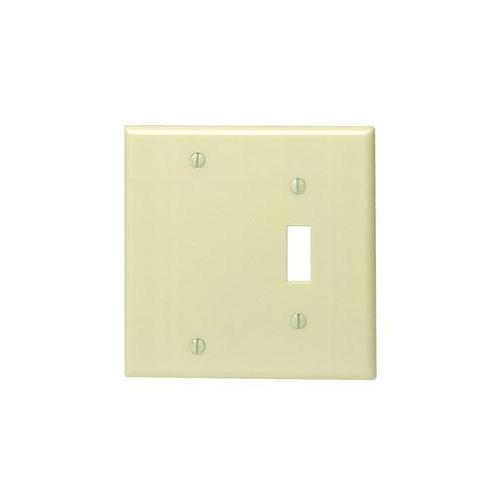 Leviton® 86006 Blank Standard Size Combination Wall Plate, 2 Gangs, 4.56 in W x 4.5 in H, Thermoset, Ivory