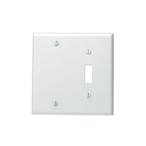 Leviton® 88006 Blank Standard Size Combination Wall Plate, 2 Gangs, 4.56 in W x 4.5 in H, Thermoset, White
