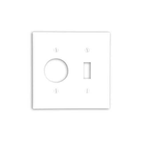 Leviton® 88007 Standard Size Combination Wall Plate, 2 Gangs, 4.56 in W x 4.5 in H, Thermoset, White