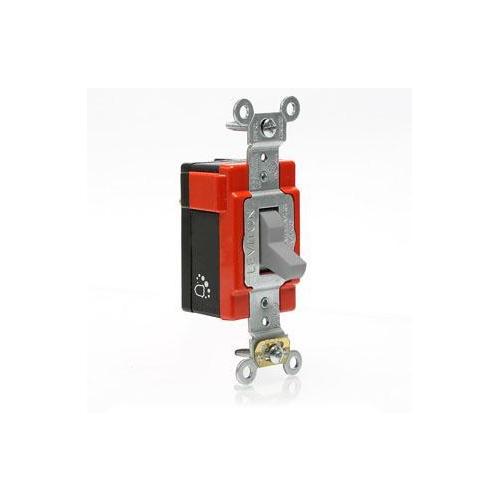 Leviton® Lev-Lok® AM320-GY 3-Way Self-Grounding AC Quiet Toggle Switch, 120/277 V AC, 20 A, 800 W, 1000 VA Power Rating