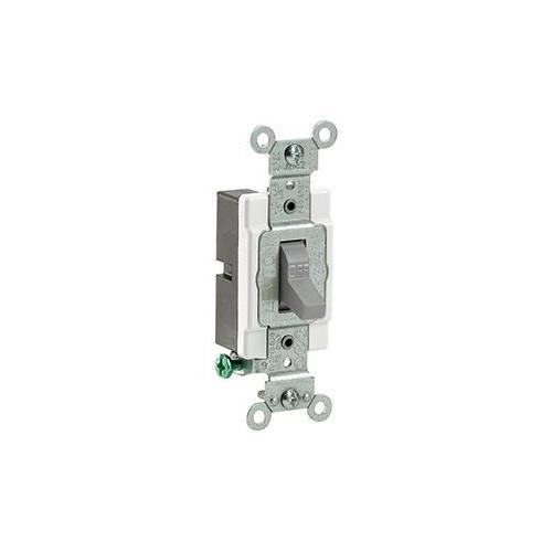Leviton® CS115-2GY Grounding Toggle Switch, 120/277 V AC, 15 A, 1/2, 2 hp Power Rating