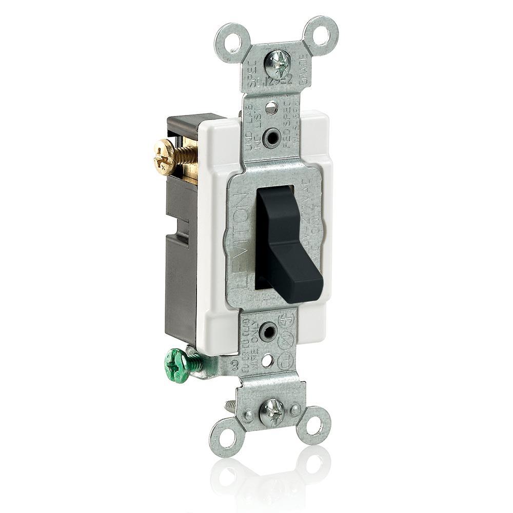 Leviton® CS320-2E 3-Way Grounding AC Quiet Toggle Switch, 120/277 V AC, 20 A, 800 W, 1000 VA Power Rating