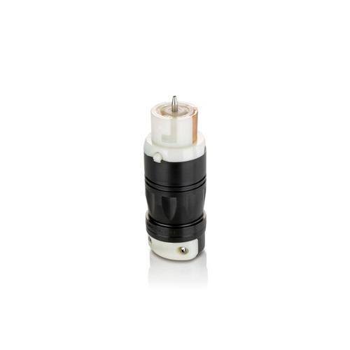 Leviton® Black & White® CS6364C Fluted Body Grounding Locking Connector, 125/250 V AC, 50 A, 3 Poles, 4 Wires, Black/White