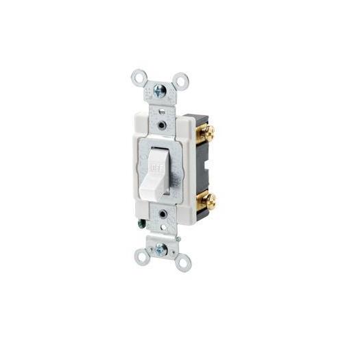 Leviton® CSB1-20W Grounding Toggle Switch, 120/277 V AC, 20 A, 800 W, 1000 VA Power Rating