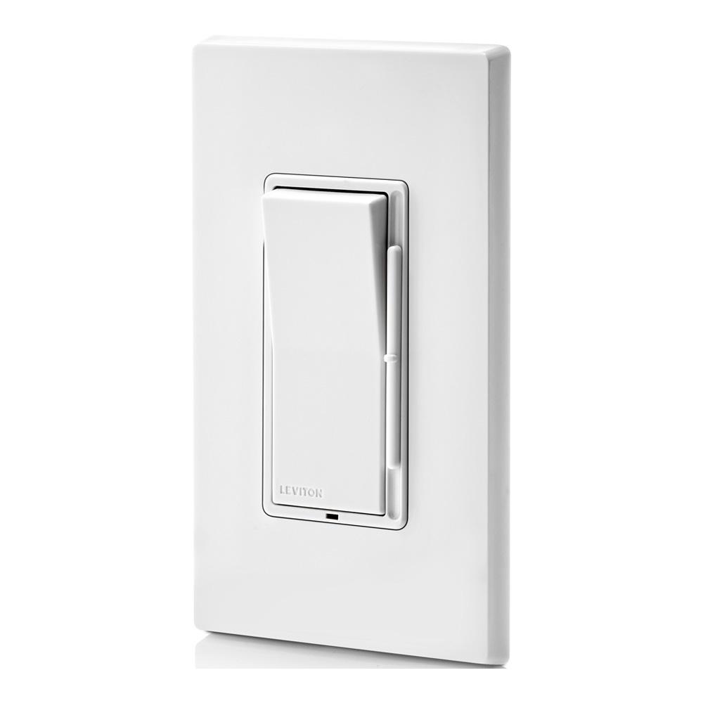 Leviton® Decora® DSM10-1LZ 3-Way Magnetic Low Voltage Universal Dimmer Switch With Locator Light, 120 V AC, 3 Poles, ON/OFF Rocker Switch Operation, Ivory/Light Almond/White