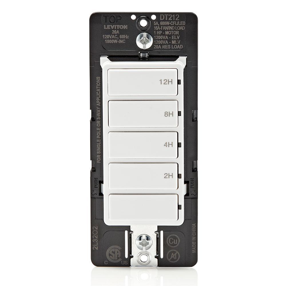 Leviton® DT212-1LW Residential Timer Switches, 12 hr Setting, 120 V AC, 1 hp, NO Contact, 1 Poles