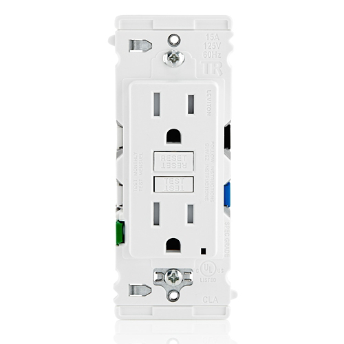 Leviton® EGFT1-W Duplex Extra Heavy Duty Self-Grounding Tamper-Resistant GFCI Receptacle