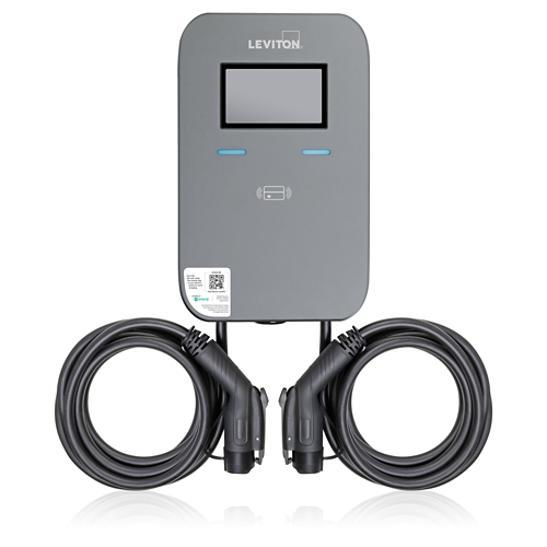 LEVITON EV48S-DP EV Level 2 Charging Station, 208 to 240 V AC, 48 A, 2 Phase, 9 AWG Wire, NEMA 3R Enclosure
