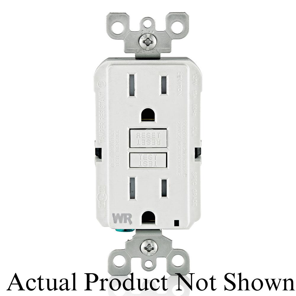 Leviton® GFWT1 Feed-Through Self Test Tamper Resistant Receptacles, 125 V AC, 15 A, 2 Poles, 3 Wires, Brown