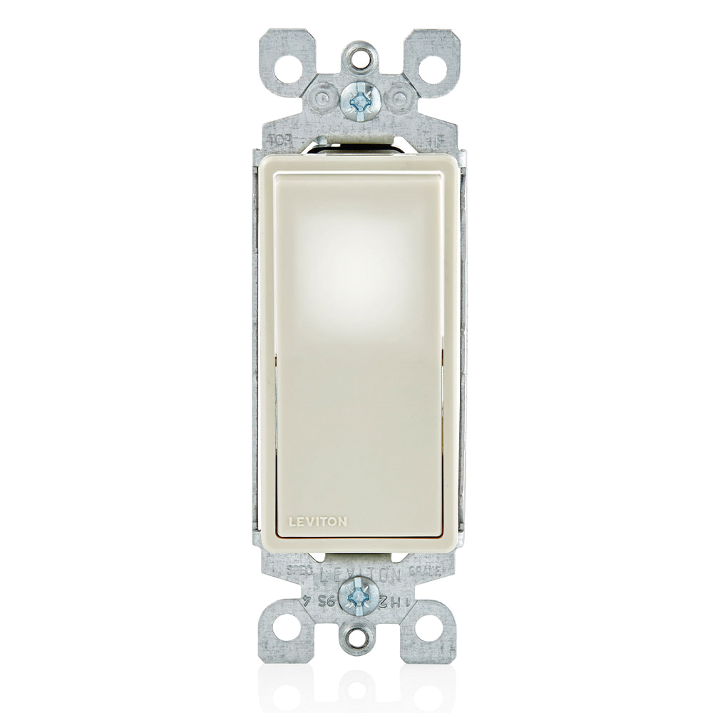 Leviton® Decora Plus™ L5611-2T LED Illuminated AC Quiet Switch, 120/277 V AC, 15 A, 1/2 hp at 120 V, 2 hp at 240 to 277 V Power Rating