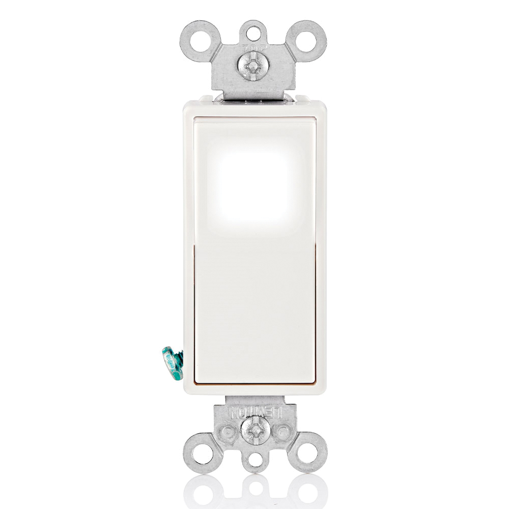 Leviton® Decora Plus™ L5614-2W 4-Way LED Illuminated AC Quiet Switch, 120/277 V AC, 15 A, 1/2 hp at 120 V, 2 hp at 240 to 277 V Power Rating