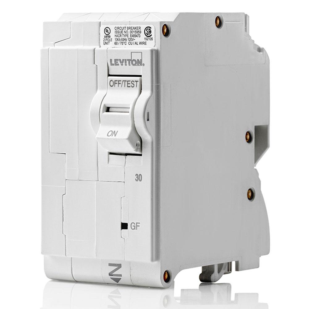 Leviton® LB230-G LB Series Ground Fault Circuit Breaker, 120, 208, 240 V AC, 30 A, 2 Poles, Magnetic Trip