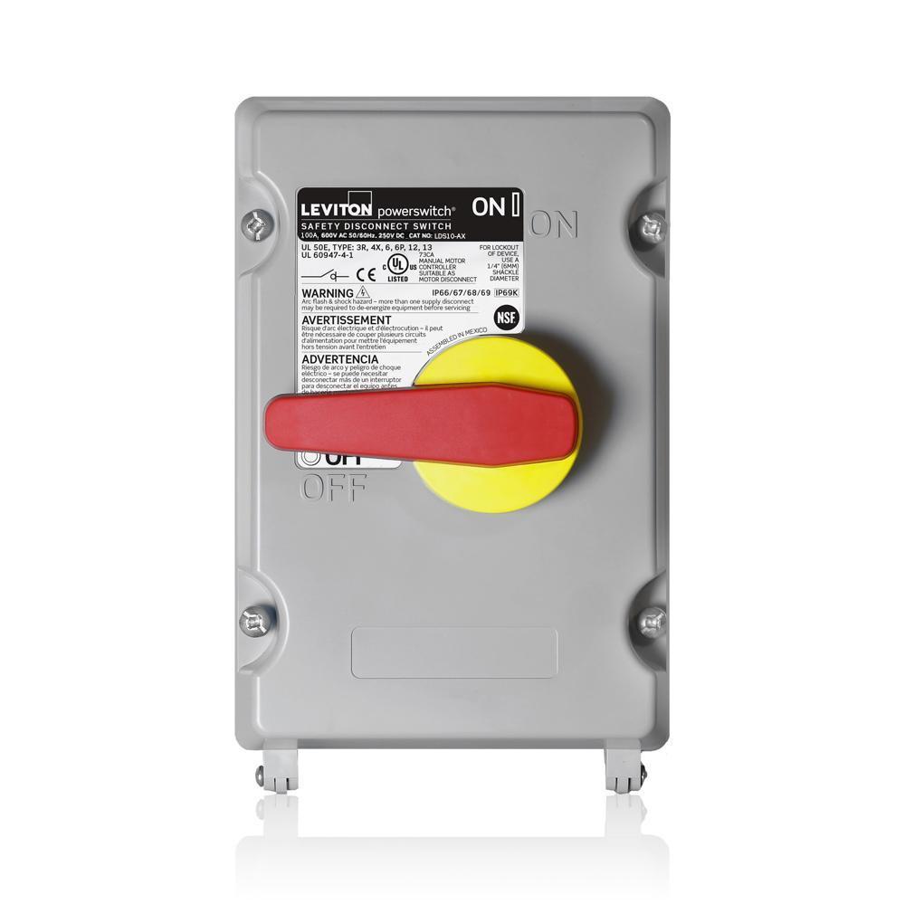 Leviton® Powerswitch® LDS10-AX Non-Fused Disconnect Switch, 600 V AC, 100 A, 30 hp, 50 hp