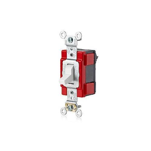 Leviton® Lev-Lok® M1221-W Large Toggle Switch, 120/277 V AC, 20 A, 800 W, 1000 VA Power Rating